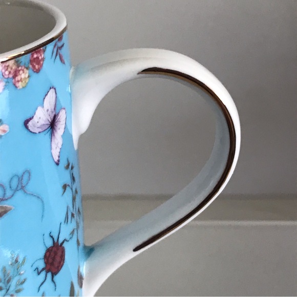 Set Of 2 GRACE TEAWARE White Peony W/Turquoise Background Small Coffee Mugs NWOT - Picture 10 of 15